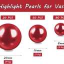 150Pcs Red Polished No Hole Faux Pearl Beads for Vase Filling Decorations, Plastic Pearls Vase Fillers, Table Scatters, Wedding Centerpiece, Home Decor, 8/14/20 mm