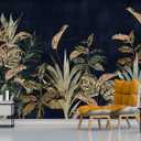 Tropical Plant Flowers and Leaves Wallpaper for Bedroom 178" x 117"