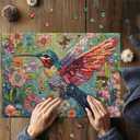 Hummingbird Puzzles for Adults 1000 Pieces, Nature Birds Flower Jewel Art Puzzle, Difficult Crystal Diamond Beautiful Garden Animals Jigsaw Puzzles, Colorful Floral Hard Challenging Puzzles for Adults