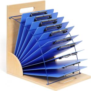 GAMENOTE Clipboard Holder, Wood and Metal Clipboard Holder Stand, Small White Board Storage Rack Organizer for Classroom, Office, Assembly Required (1)