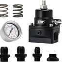 Adjustable Fuel Pressure Regulator Kit 3-70PSI with AN8 Feed Port and AN6 Return Port (Black)