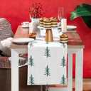 Christmas Table Runner Beige Christmas Tree Soft Plush Faux Fur Embroidered Tree Table Runner Seasonal Winter Kitchen Dining Home Decoration for Party Decor 13 x 72 Inch