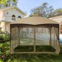 Wonwon Outdoor Gazebo Canopy 4-Panel Screen Walls with Zipper - Mosquito Netting for 10' x 12' Gazebo (Khaki)