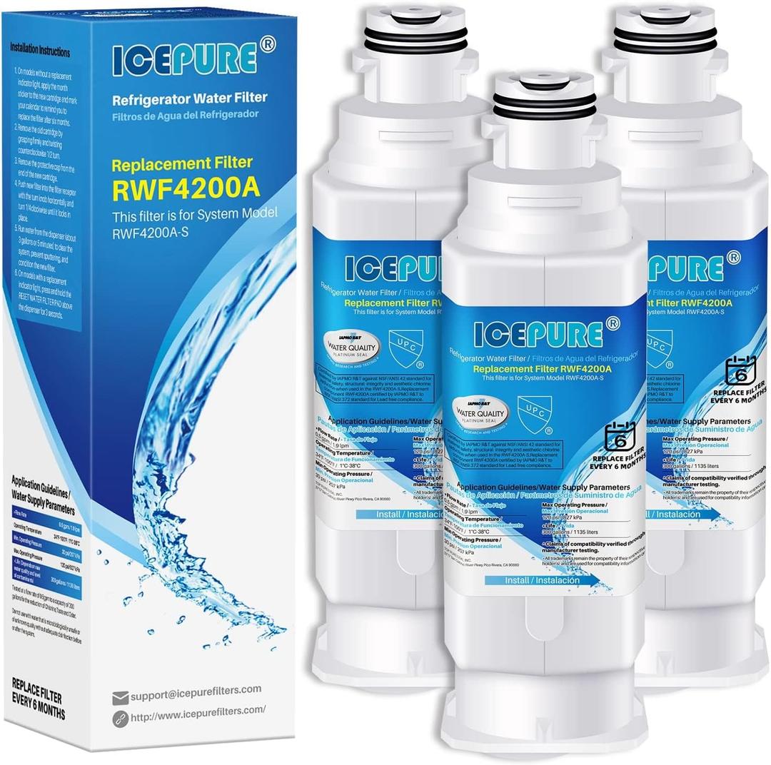 ICEPURE DA97-17376B Replacement for Samsung HAF-QIN/EXP RS27T5200SR WS645A RS22T5201SR RF28R7201SR RF32CG5400SR RF27CG5400SR RF29BB8600QL RF32CG5300SR RF29BB8600QL Refrigerator Water Filter 3PACK