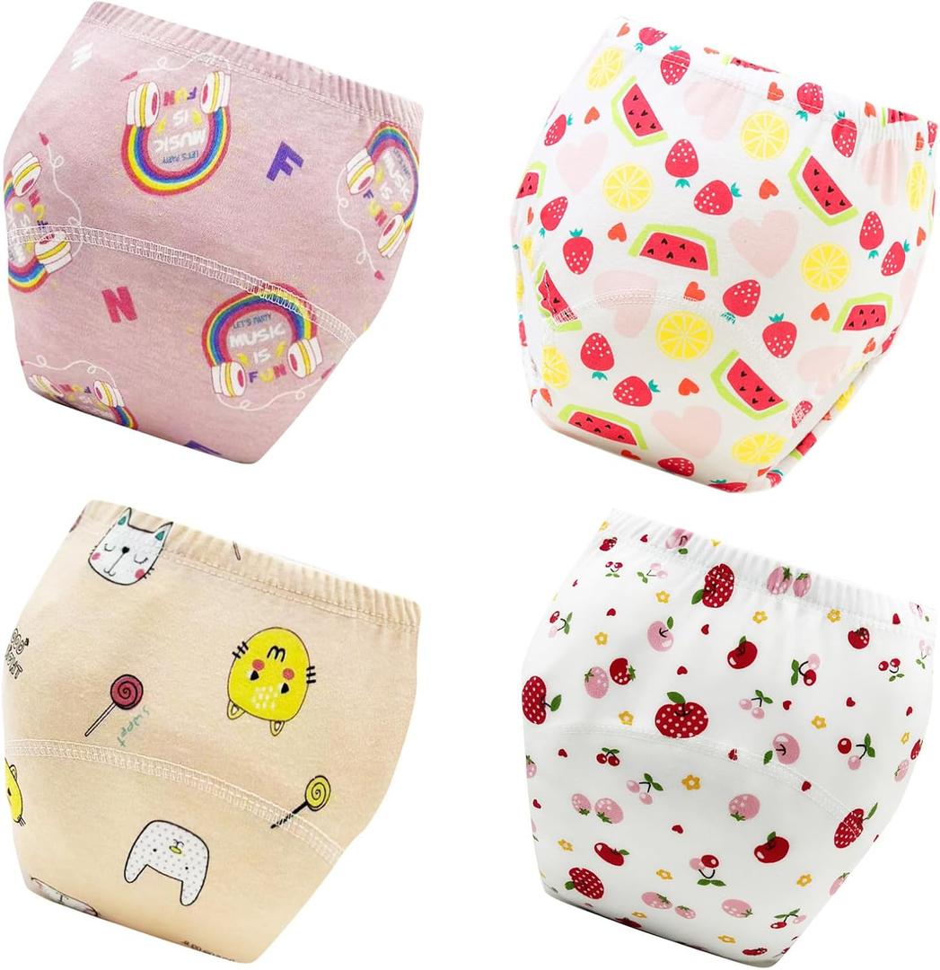 Upairy Training Pants for Girls Boys,Toddler Potty Training Underwear,Leakproof Reusable Kid Confident Panties,Children's Potty Underwear 100% Cotton for 2T-6T(4PCS,M)