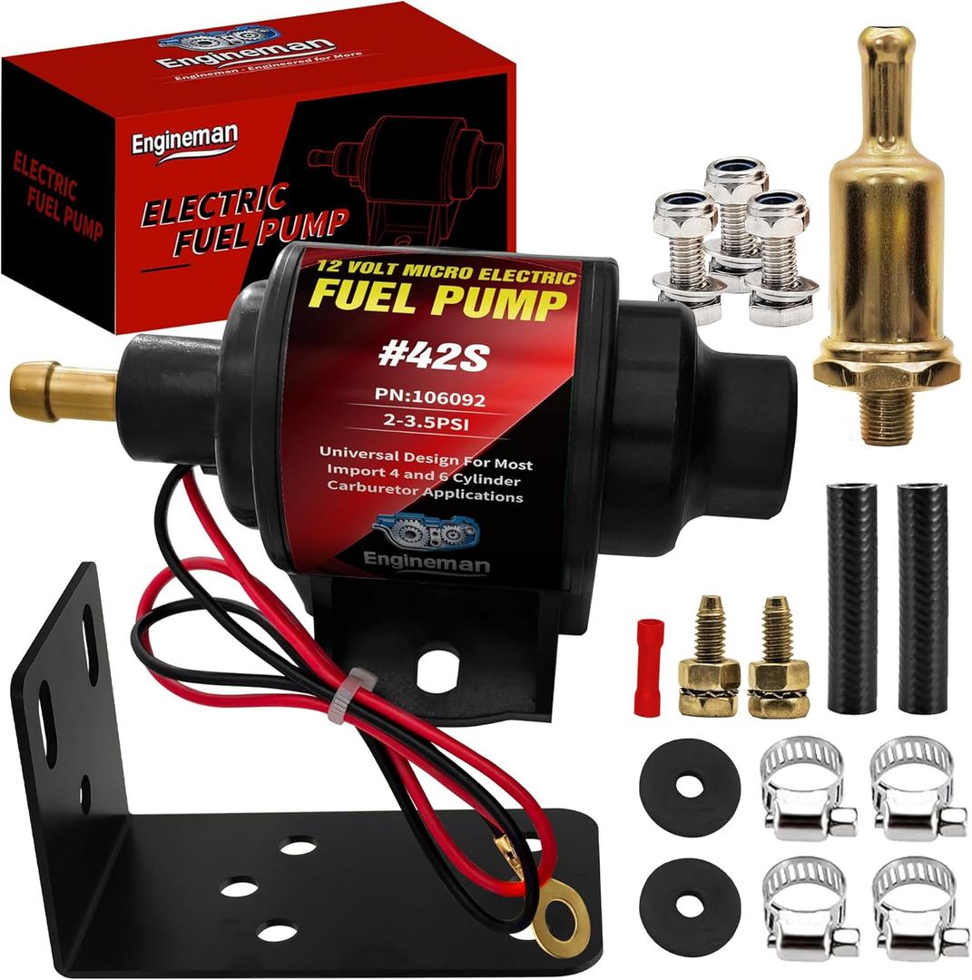 Gasoline Electric Fuel Pump Universal 5/16 Inch Inlet and Outlet Inline 12V 1-2A 28GPH 2-3.5 PSI Operating Fuel Pressure