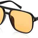 FEISEDY Retro Square Aviator Sunglasses Women Men 70s Vintage Trendy Plastic Frame Sun Glasses B2835