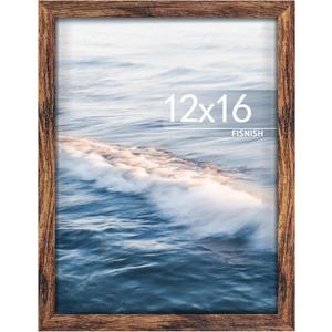 12x16 Picture Frame Brown, Classic Poster Frame for Horizontal or Vertical Wall Mounting, 1 Pack