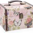 ELLDOO Decorative Treasure Chest Box, Wooden + PU Leather Storage Box for Jewelry Trinkets, Keepsakes box for Girls Women Gifts (Butterfly Pattern, Large)
