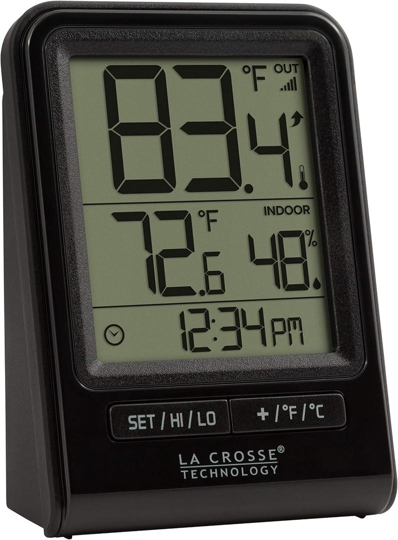 La Crosse Technology 308-1409BT-CBP Wireless Temperature & Humidity Station with Time , Black