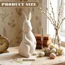 Threehoney Easter Terracotta Bunnies Decor Rustic Terracotta Rabbit Standing Bunny Sculptures Ornaments Decorative White Farmhouse Vintage Rabbit Statues Figures Gift for Spring Easter Home Decor