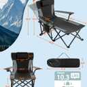 HOPERAN Camping Chair with Foot Rest, 500LBS 4-Level Reclining Beach Chair, 44.9"D x 33.5"W x 35.4"H