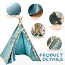 Teepee Tent for Kids,with String Lights,6 Pack(Blue)