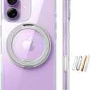 TORRAS 360 Magnetic Stand for iPhone 17 Case, [Rotatable Sturdy Kickstand][Fit for MagSafe][4X Mil-Grade Shockproof] Slim Transparent Phone Cover, Camera Button, Crystal Clear, Ostand O3 Fitness