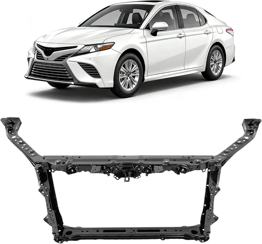 Radiator Support Assembly Compatible with 2018-2024 Toyota Camry Replacement for 5320506901 5320306270 5320206231 5710406060 TO1225459 Electrophoresis Steel Primed Black