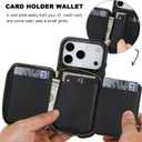 Bocasal Crossbody Wallet Case for iPhone 17 Pro, RFID Blocking PU Leather Zipper Handbag Purse Flip Cover, Kickstand Folio Case with Card Slots Holder Wrist Strap Lanyard 5G 6.3 Inch (Black)