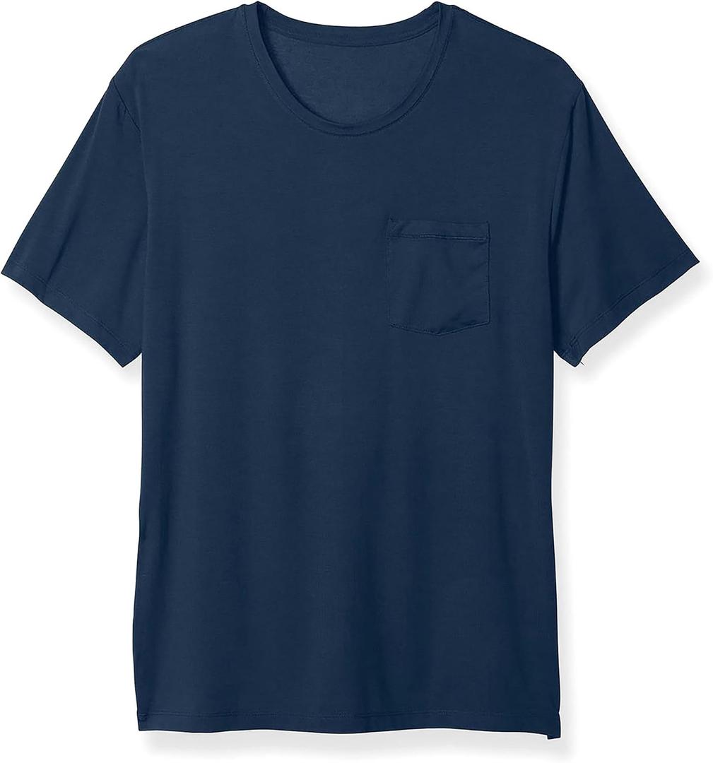 Tommy John Men's, Pajama Crew Neck Pocket Tee, Second Skin Fabric, Slim Modern Fit T-Shirt, Dress Blues, X-Large