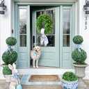 Boxwood Wreaths for Front Door Spring Summer Wreaths Farmhouse Door Hanger,Last Name Year Round Porch Decor, 20 inch Wreath with Personalized Monagram sash Embroidered -20 inch (D)