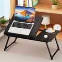 Laptop Bed Desk, 5-Angle Adjustable Bed Laptop Table with Cup Holder | Foldable Laptop Stand for Couch & Sofa, Portable Laptop Tray for Adults Writing Reading Eating, Black