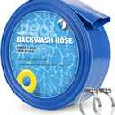 NEAGLORY 2" x 50 FT Pool Backwash Hose, Heavy Duty Flat Sump Pump Hose, Reinforced Discharge Hose with Clamp, Weather and Burst Resistant, Drain Clean Swimming Pools and Filters for Inground Pools