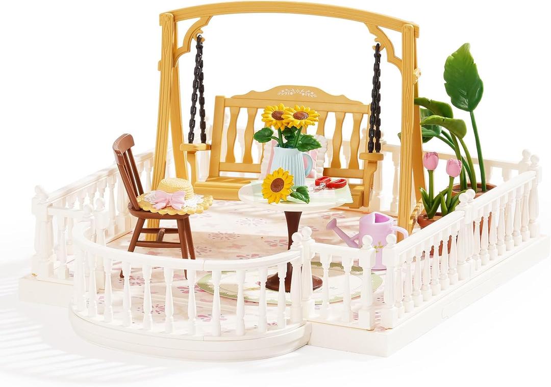 Rolife Super Creator Accessories Sunny Break Terrace, Tiny House Building Blocks for Little Dolls, DIY Plastic House Model Building Kits for Teens, DIY Crafts/Hobbies for Adults (Sunny Break Terrace)