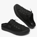 BENPAO Women's Slip on Sneakers Canvas Slip ons Shoes Fashion Comfortable Mules Womens  Non Slip Loafers Casual Backless Shoes Black  10