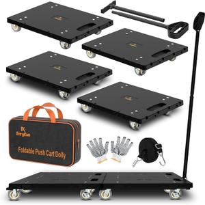 EnryKuo Connectable Furniture Dolly 4Pcs,Detachable Handle, Max Load 1760Lb | ABS Flat Moving Cart,31.7×22.6 in,4 2.5-in Wheels,360° Swivel, Easy Storage, for Hauling, Gardens, Offices, Living Rooms