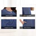 Womens Casual T Shirt Dress Summer Fall Crewneck Loose Fit Side Split Knee Length Dress Ribbed Pattern with Pockets (Gray, S)