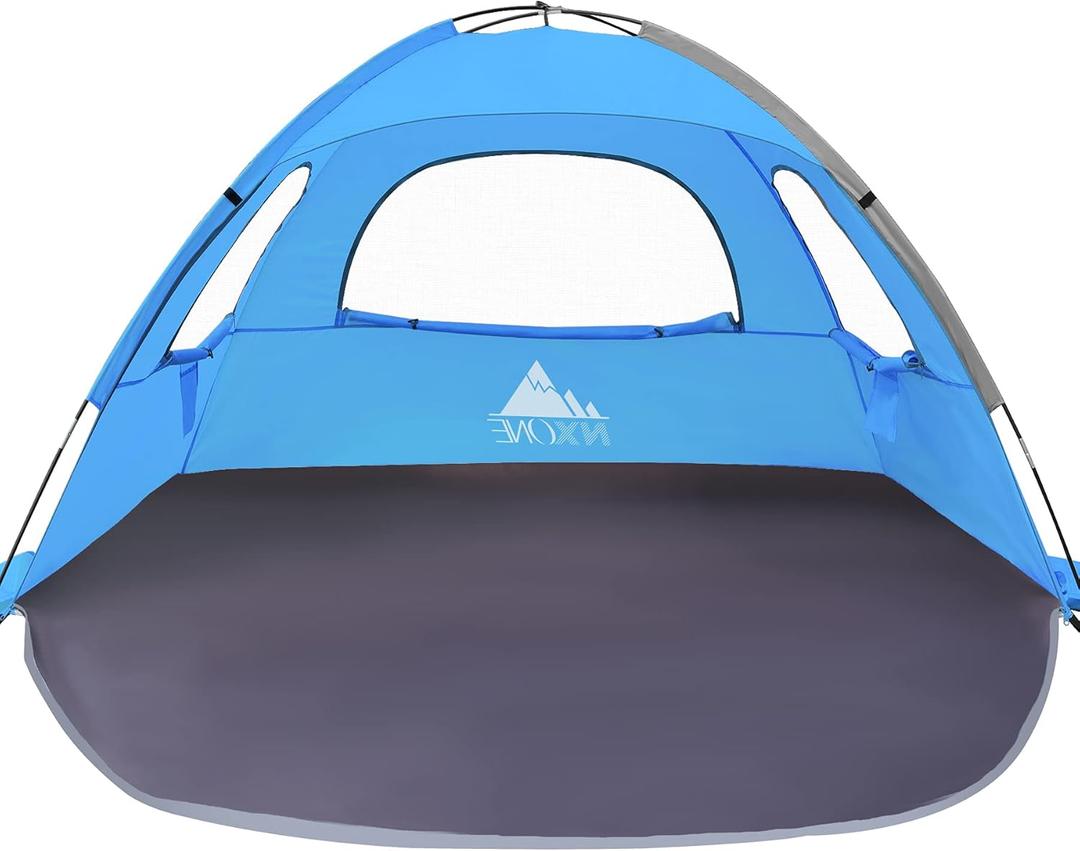 NXONE Beach Tent Sun Shelter with UPF 50+ UV Protection, Lightweight Easy Setup Portable Beach Canopy for Family, Large Space for Beach, Camping & Outdoor, 3/4/6 Person (Sky Blue)
