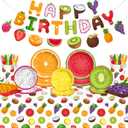 Fruit Birthday Decorations-143Pcs Fruit Theme Plates and Napkins Kit Summer Tutti Frutti Tableware Serves 20 Guests for Birthday Party