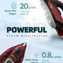 Cordless Iron for Clothes - 1500W Steam Iron with Non-Stick Ceramic Soleplate, Rapid Heating, Auto Shut Off, Burst of Steam, Self-Clean, Anti-Drip, Anti-Calc, 3 Temperature Settings, Red