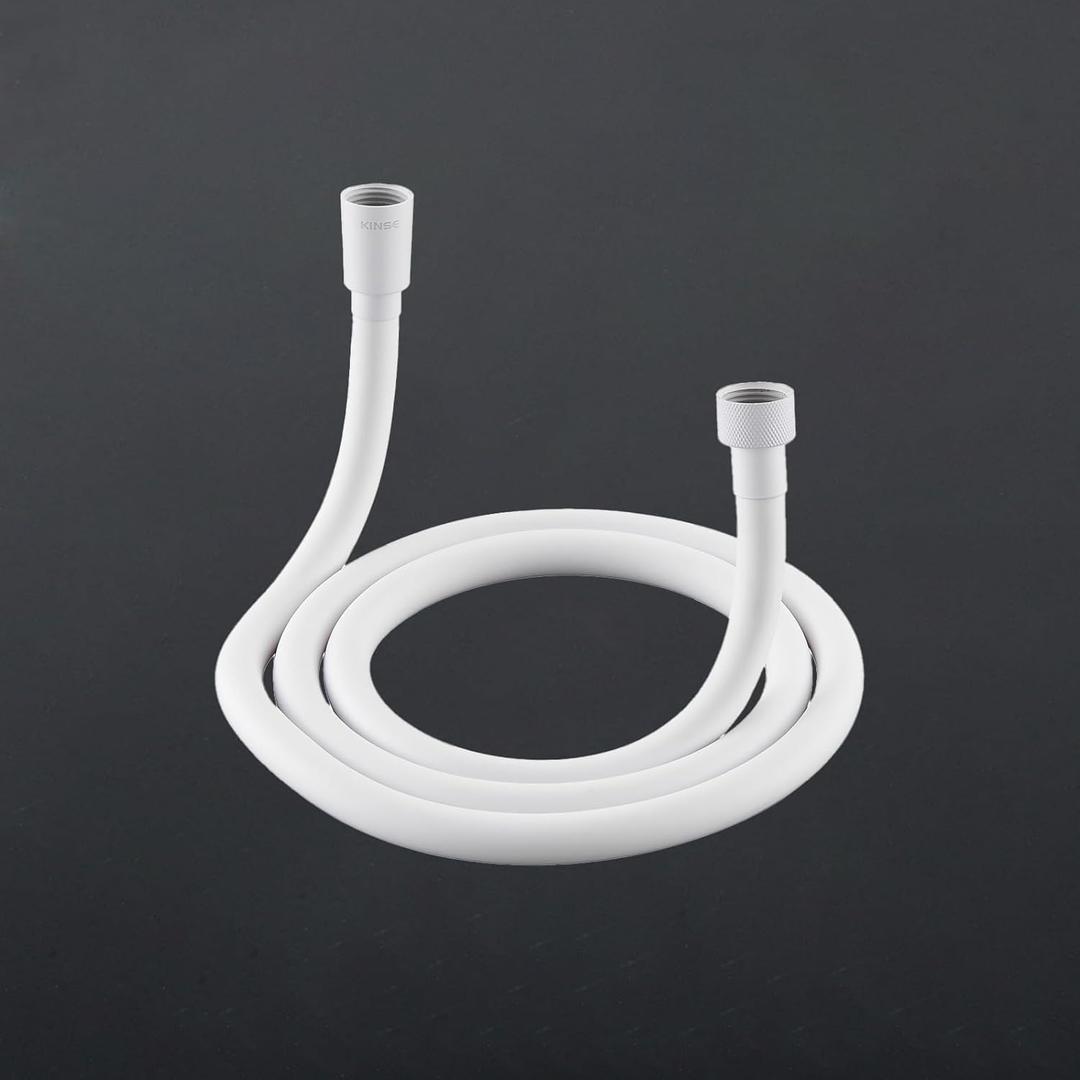 Shower Hose 118 Inches shower hose extra long for Handheld Shower Head Hose, Flexible PVC Shower h ose with Brass Insert and Integral Rubber Ring Sturdy & Anti-Leakage for Bathing Pet Bathing (White)