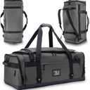 Large Duffle Bag for Travel - Men & Women, Foldable Gym Duffle Backpack, Heavy Duty Tactical Military Canvas Duffel Bags, Extra Big Carry On with Shoe Pockets, Waterproof (80L/103L) (Grey)