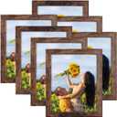 PETAFLOP 8x10 Picture Frame Set of 7, Rustic Frames Display 8 by 10 Inch Photo for Wall or Tabletop (Distressed Brown)