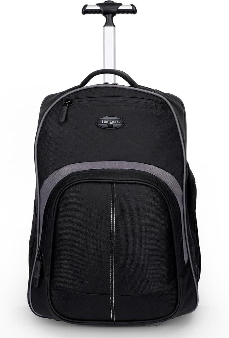 Targus 16 Inch Compact Rolling Backpack, Black - Wheeled Travel Bag with Removable Protective Laptop Sleeve, Fits Laptops Up to 16 and MacBook Pros up to 17 (TSB750US)