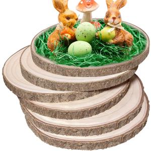6 Pack Wood Slices 12-13.5 Inch Large Wood Rounds Tree Bark Wood Slices for Centerpieces,Arts,Crafts,DIY Projects,Parties,Holidays and Home Decor