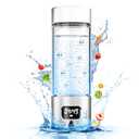 Hydrogen Water Bottle - Portable, Rechargeable, LED Timer, Aluminum and Glass, 5000 PPB Hydrogen in 10 Minutes, for Husband, Father, Friend & Family, for Sports, Home, Office (Silver, 340ml)