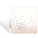 Juvale Disposable Rose Gold Napkins - Tear-Resistant Cocktail Napkins - Large Party Pack - Wedding Shower Decor - 50-Pack, 6.5 in, 3-Ply Paper