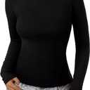 REORIA Women's Basic Long Sleeve Thermal Shirts Mock Turtle Neck Soft Lined Winter Layering Warm Slim Fit Underwear Tops 2025, Size L
