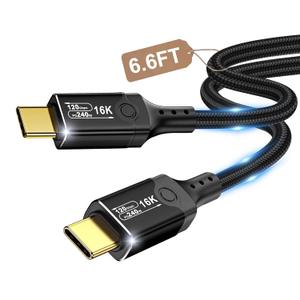 Herfair Thunderbolt 5 Cable (6FT) 120Gbps USB4 2.0 Cable [USB-IF Certified] Type C to C Connector Cord with 120Gbps Bandwidth/PD 240W Charging/16K Video for SSD,MacBook M4 Pro,iPhone 16,eGPU,More