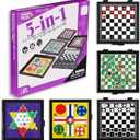 5 in 1 Small Magnetic Checkers Board Game Set Travel Game Road and Flight Trip Essentials Magnetic Travel Chess Checkers for Trip Camping Activities Party Game for Adults and Teens