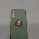 for Samsung Galaxy S23 Case with 1 Screen Protector, Built-in 360 Rotation Ring Holder Magnetic Stand, Luxury Shiny Plating Edge Shockproof Electroplated Protective Phone Cover (Mint/Golden)