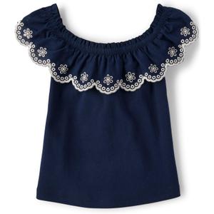 Gymboree Girls and Toddler Ruffle Front Short Sleeve Top (18-24 Months, Tidal)