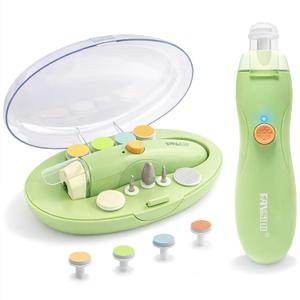 Fansidi Rechargeable Baby Nail Trimmer Electric, Easy & Safe Nail File for Newborn to Toddler, USB Charging, 8100 RPM Stepless Speed, LED Light, Whisper-Quiet for Sleeping Baby,Green, Bonus Adult Head