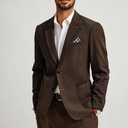PJ PAUL JONES Mens Blazer Vintage Corduroy Jacket Formal Classic Two Buttons Sport Coats (Medium, Coffee)
