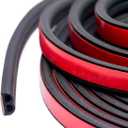 33Ft Universal Self Adhesive Weather Seal Strip for Car, 51/100 Inch Wide X 1/5 Inch Thick, Auto Door & Window Weatherstrip with Engine Cover (2 Rolls, 16.5 Ft Each) (33 Feet Long)