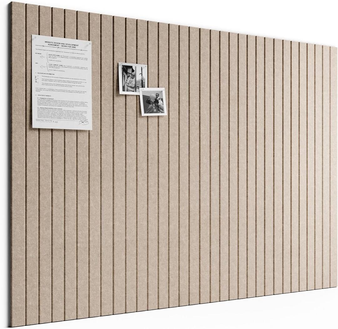 Bumusty Large Cork Board Alternative-48 x 36" Felt Bulletin Board Tiles, with 30 Pushpins, 70 Adhesive Tabs, Fine-Stripe 12-Pack, Cork Boards for Office Push Pin Board Felt Board-Taupe