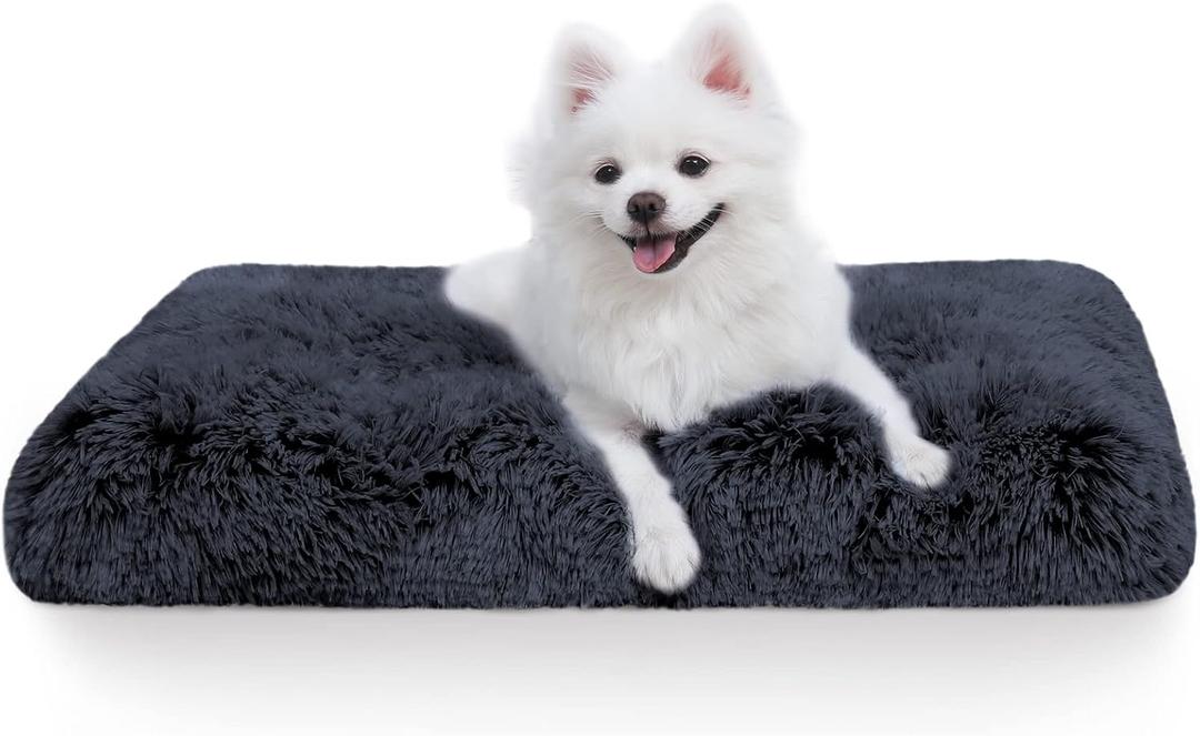 Vonabem Small Dog Crate Pad, Washable Crate Beds for Small Dogs & Cats, Plush Soft Pet Puppy Beds, Kennel Pad 24 * 18 inch (Dark Grey)