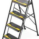 4 Step Ladder, Heavy-Duty Pass 800lb Capacity Test, Wide Anti-Slip Steps & Secure Handrail Compact, Folding Step Stool Portable Design for Home, Kitchen, Office, Pantry, Closet Use, Black