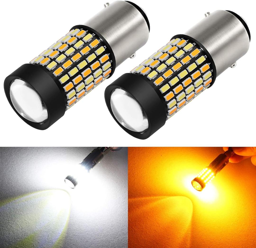 PHINLION Super Bright White Amber Dual Color Switchback 1157 2057 2357 7528 LED Bulbs with Projector for Car Front Turn Signal Parking Lights